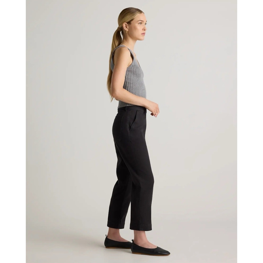 NWT Quince Black Organic Stretch Cotton Twill Straight Leg Cropped Pants Sz 2/28 - Picture 4 of 6